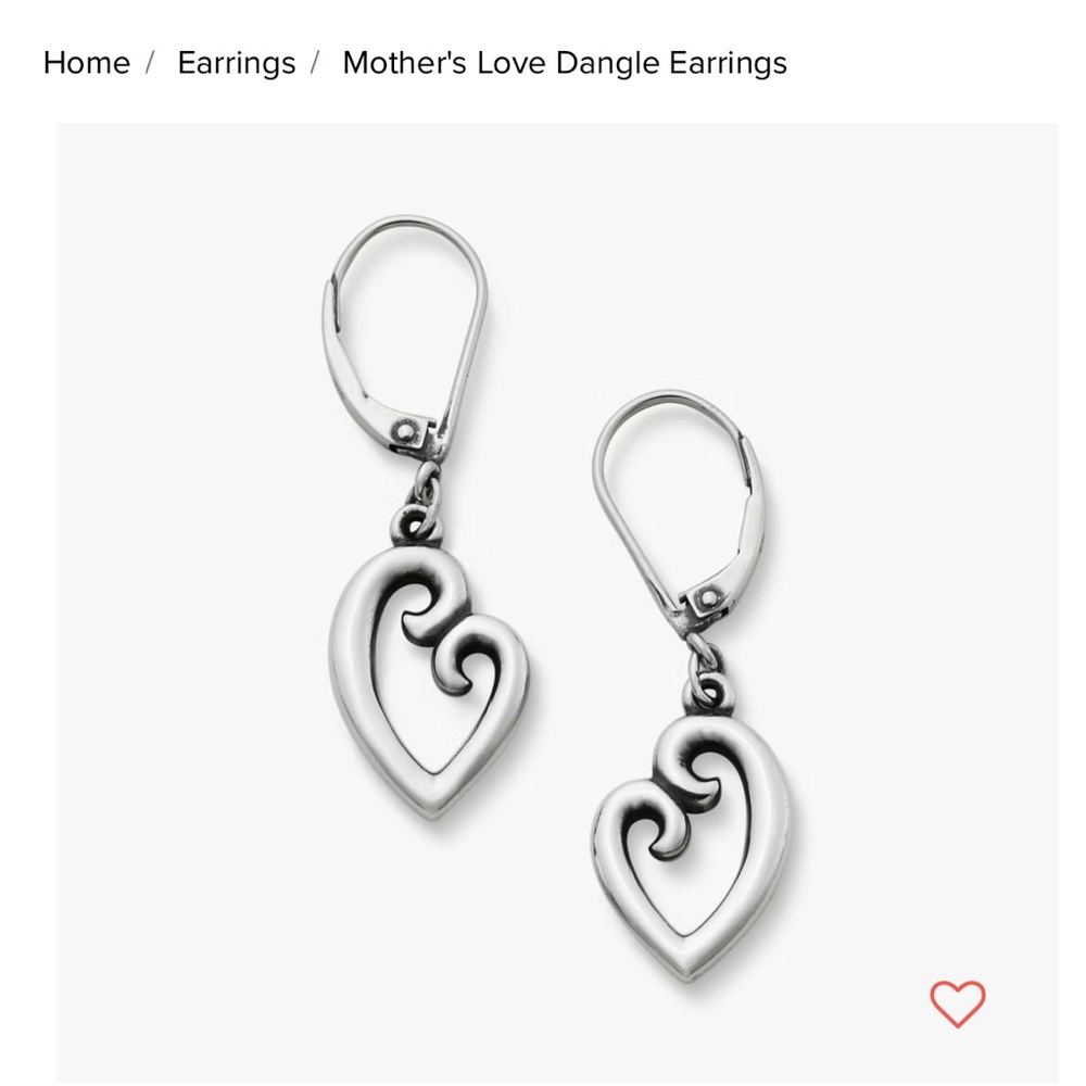 James Avery Mother’s Love Heart Dangle Earrings silver